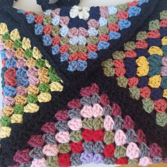 Granny Square Multicolor Crochet Shoulder Crossbody Bag Boho Hippy - Picture 8 of 12
